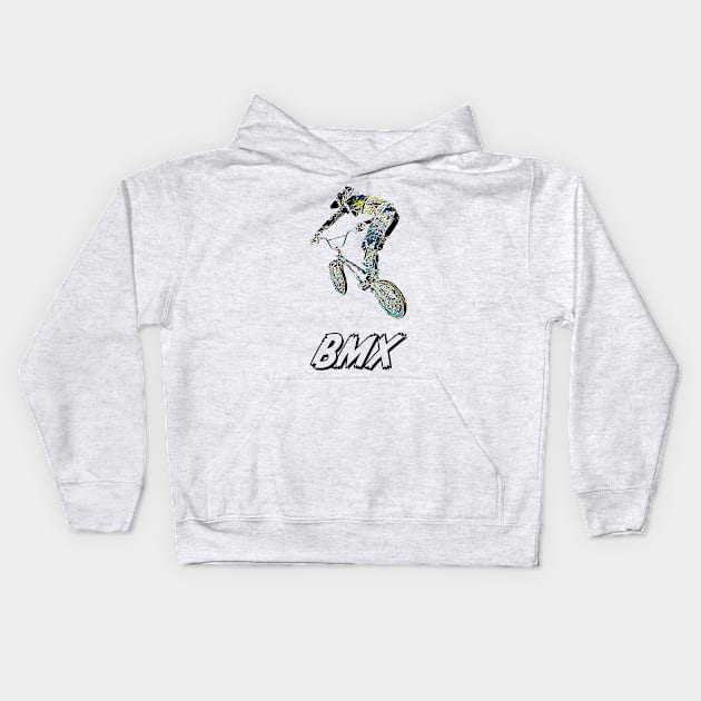 bmx racing Kids Hoodie by rickylabellevie